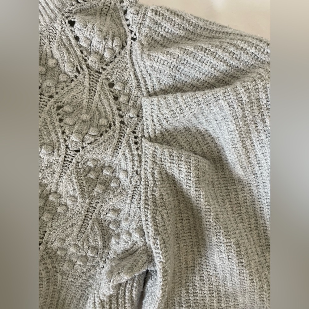 A New Day Light Gray Ribbed Sweater XXL Soft Stretch Puffed Shoulder Clean Girl - Picture 10 of 11